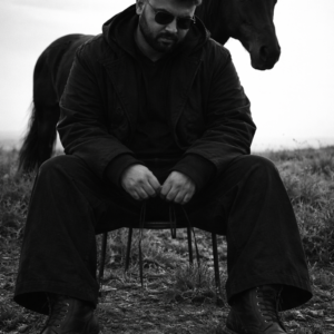 Man and horse in monochrome portrait - Shubham Singh